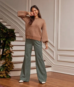The Easy High-Waisted Flare Pant - Olive -Summersalt Shop 1 ModelFront 58