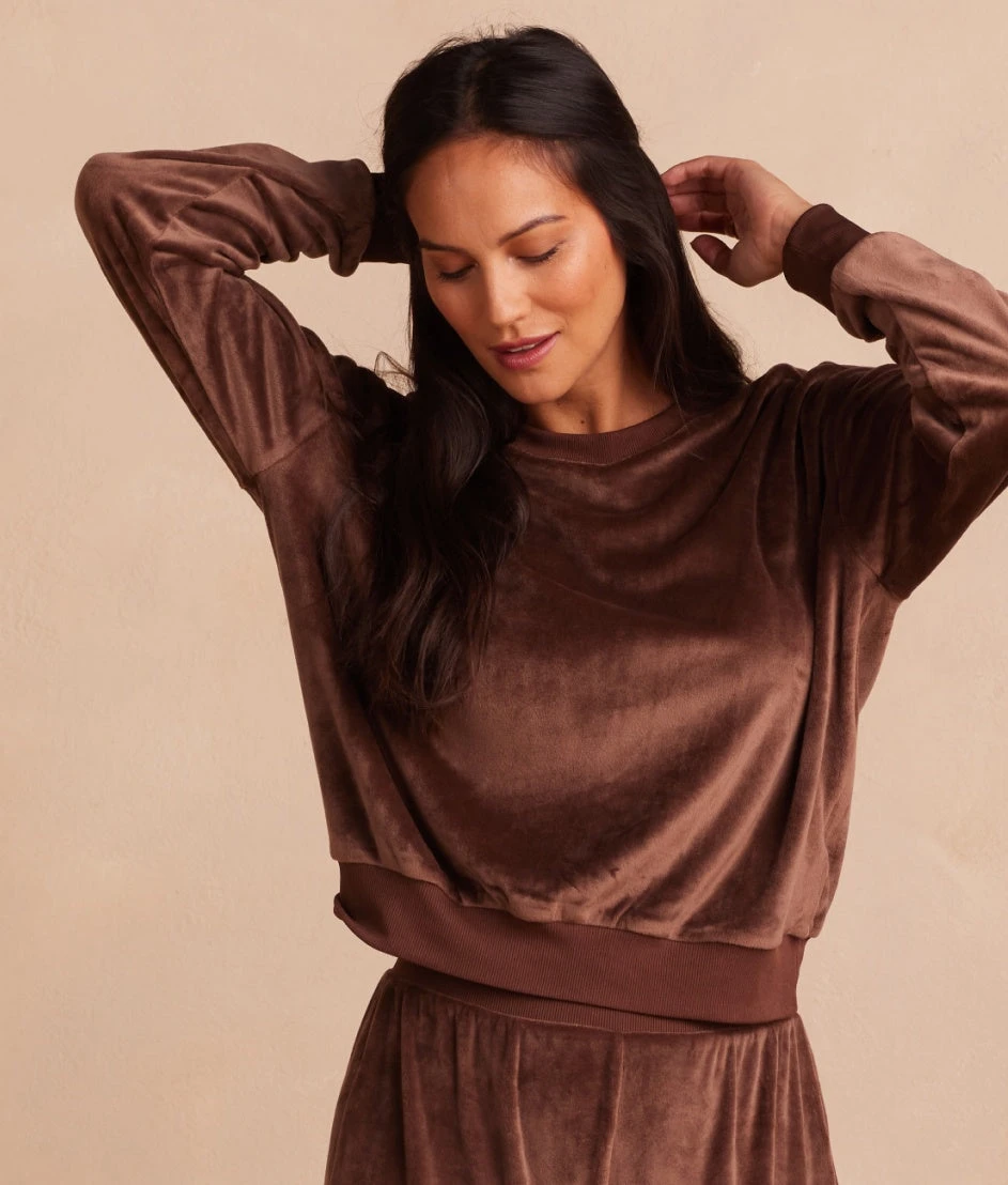 The Plush Velour Relaxed Crew - Chocolate The Plush Velour Relaxed Crew - Chocolate -Summersalt Shop
