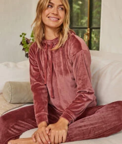 The Plush Velour Hoodie - Rosewood