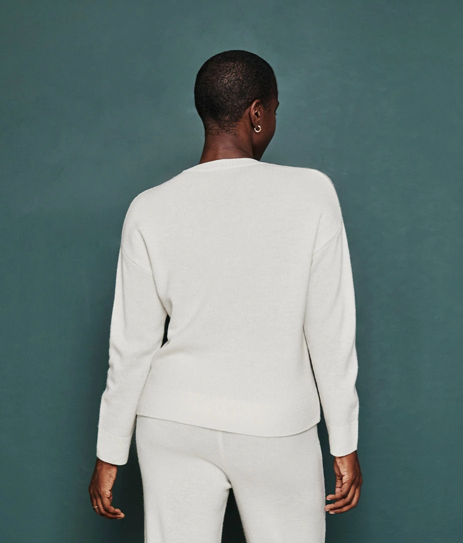 The Luxe Cashmere Blend Button Crewneck - White Sand The Luxe Cashmere Blend Button Crewneck - White Sand -Summersalt Shop 2 ModelBack 30e37ad0 ffa5 4b6f bc5b 99e6e469c59c