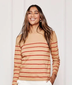 The Luxe Pima Long Sleeve Tee - Toffee & Lava Stripe 4 The Luxe Pima Long Sleeve Tee - Toffee & Lava Stripe -Summersalt Shop 2 ModelBack 4 0da4712a 4a6a 44f6 a282 c860ce9106cc