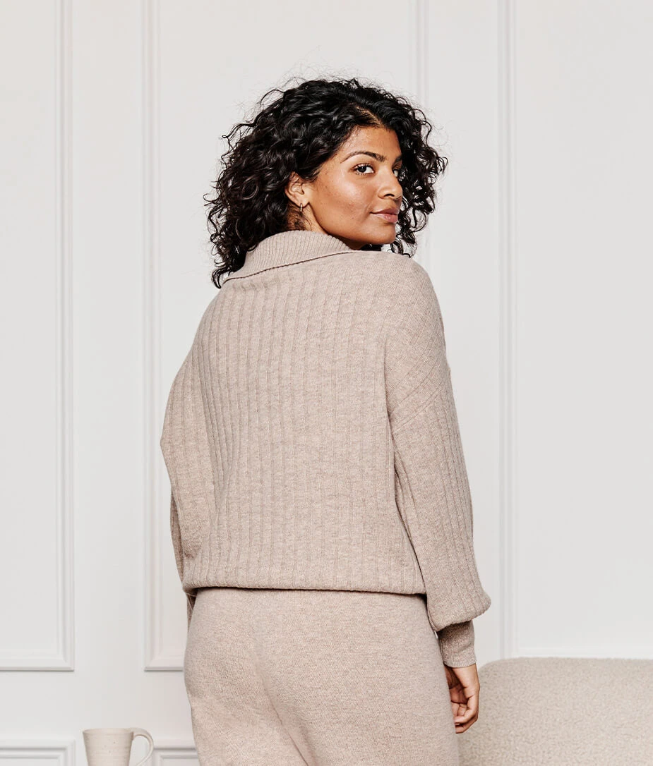 The Coziest Cashmere Blend Ribbed Half-Button Sweater - Toffee The Coziest Cashmere Blend Ribbed Half-Button Sweater - Toffee -Summersalt Shop 2 ModelBack 6c10db16 b4e0 4ddc ad1b 0da71ab64b6a