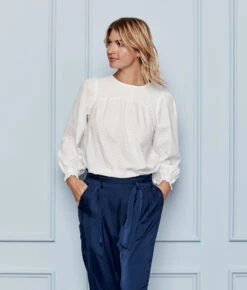 The Perfect Smocked Cotton Top - White Sand 3 The Perfect Smocked Cotton Top - White Sand -Summersalt Shop 2 ModelBack 6f141cf5 8211 4e97 9c4e 6e46b29f5c06