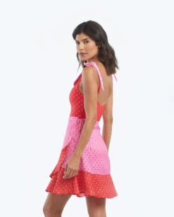 The Short Beach To Brunch Wrap Skirt - Square Dot In Flamingo & Hibiscus -Summersalt Shop 2 ModelBack aa3dac56 42f7 44f0 973f 65cf72acef98