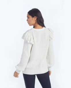 The Flirty Ruffle Sleeve Sweater - White Sand -Summersalt Shop 2 ModelBack eaa70ad4 ecd2 49de 920f 0b26a69d4052