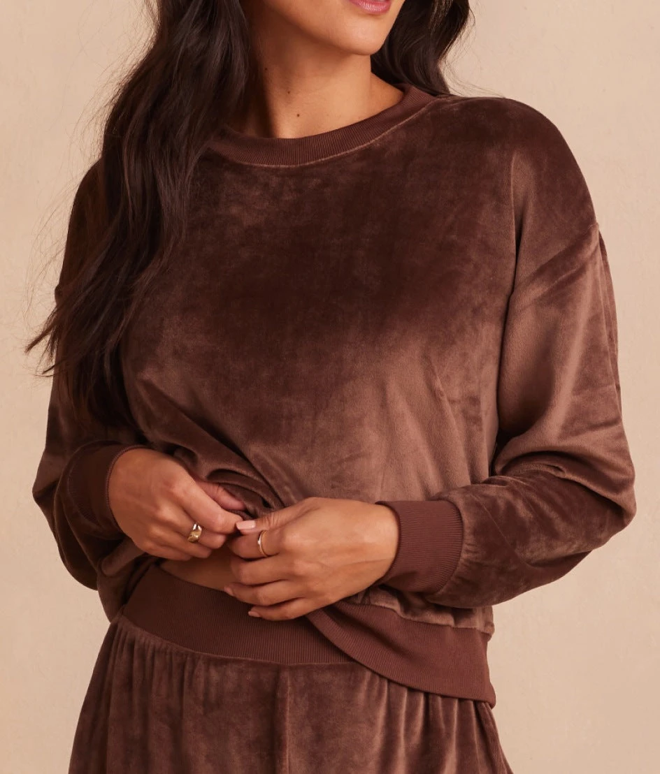 The Plush Velour Relaxed Crew - Chocolate The Plush Velour Relaxed Crew - Chocolate -Summersalt Shop