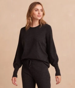 The Coziest Cashmere Blend Bishop-Sleeve Sweater - Charcoal 4 The Coziest Cashmere Blend Bishop-Sleeve Sweater - Charcoal -Summersalt Shop 3 Coziest Cashmere Blend Bishop Sleeve Sweater Charcoal