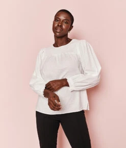 The Perfect Smocked Cotton Top - White Sand 5 The Perfect Smocked Cotton Top - White Sand -Summersalt Shop 3 ModelFullBody 9eaf449c 4ca1 498d b385 175e064cde9d
