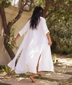 The Effortless Voile Shirtdress Cover-Up - White Sand -Summersalt Shop 3 ModelFullBody a91116b4 3718 4a22 a351 68fb7a554d8b