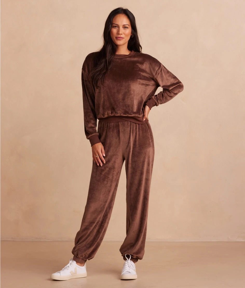 The Plush Velour Relaxed Crew - Chocolate The Plush Velour Relaxed Crew - Chocolate -Summersalt Shop