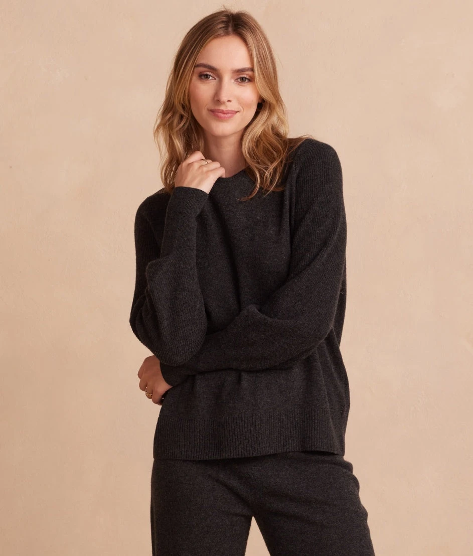 The Coziest Cashmere Blend Bishop-Sleeve Sweater - Charcoal The Coziest Cashmere Blend Bishop-Sleeve Sweater - Charcoal -Summersalt Shop 4 Coziest Cashmere Blend Bishop Sleeve Sweater Charcoal