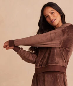 The Plush Velour Relaxed Crew - Chocolate 5 The Plush Velour Relaxed Crew - Chocolate -Summersalt Shop 4 Plush Velour Relaxed Crew Chocolate