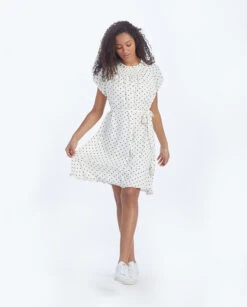 The Silky Flutter Sleeve Dress - White Sand Dot -Summersalt Shop 5 ExtraProductShot 05d6f6ea d209 4d4c 8186 2a9fb1c425d0