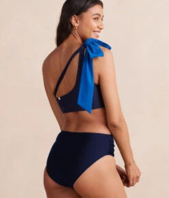 The Bow-Shoulder Ruched Sidestroke Bikini Top - Pacific & Deep Sea -Summersalt Shop Bow ShoulderRuchedSidestrokeBikiniTop Twilight DeepSea 3Back f29e571e 18b1 4ae3 8006 b1e71689caca