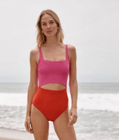 The Canal Cutout One-Piece - Lava & Hibiscus