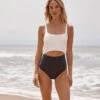 The Canal Cutout One-Piece - Sea Urchin & White Sand -Summersalt Shop Canal Cutout One Piece White Sand Sea Urchin 2
