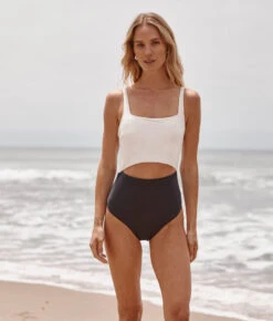 The Canal Cutout One-Piece - Sea Urchin & White Sand