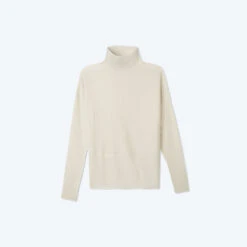 The Luxe Cashmere Blend Funnel Neck Sweater - White Sand -Summersalt Shop CashmereBlendFunnelNeck WhiteSand