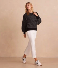 The Luxe Cashmere Blend Mix Stitch Sweater - Sea Urchin & Dune 4 The Luxe Cashmere Blend Mix Stitch Sweater - Sea Urchin & Dune -Summersalt Shop CashmereBlendMixStitch SeaUrchin Front Full2