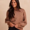 The Luxe Cashmere Blend Mix Stitch Sweater - Fawn & Dune -Summersalt Shop CashmereBlendMixtStitch FawnDune Front Full