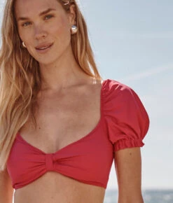 The Puff Sleeve Bikini Top - Spritz -Summersalt Shop Cinch Front Oasis Bikini Top with Puff Sleeve Spritz
