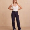 The Classic Pleat Straight Leg Trouser Pant - Midnight