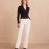 The Classic Pleat Straight Leg Trouser Pant - White Sand