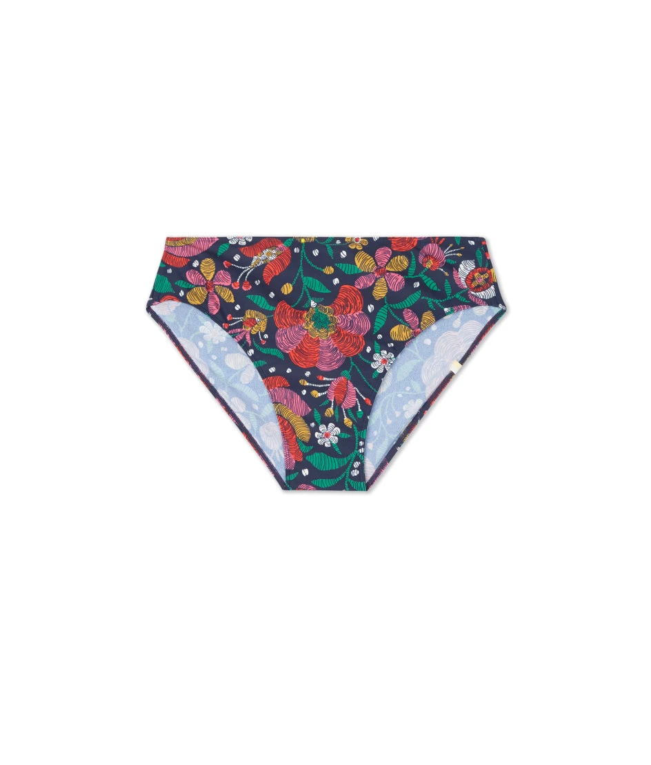 The Classic Mid-Rise Bikini Bottom - Super Bloom The Classic Mid-Rise Bikini Bottom - Super Bloom -Summersalt Shop Classic Mid Rise Bikini Bottom Super Bloom in Deep Sea FLAT