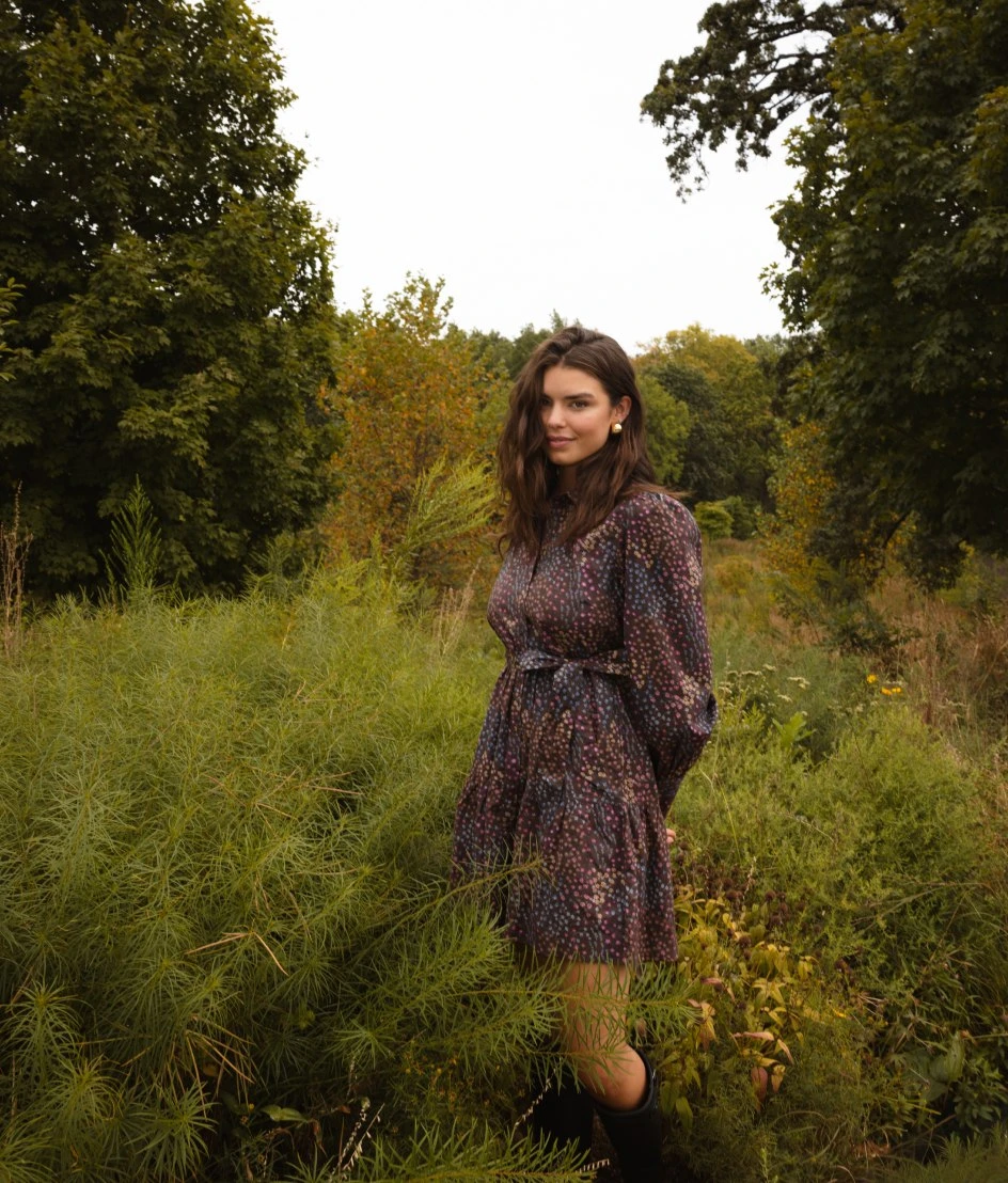 The Countryside Poplin Tiered Shirtdress - Floral Prairie in Chocolate The Countryside Poplin Tiered Shirtdress - Floral Prairie In Chocolate -Summersalt Shop Countryside Poplin Tiered Shirtdress Floral Prairie in Chocolate 2