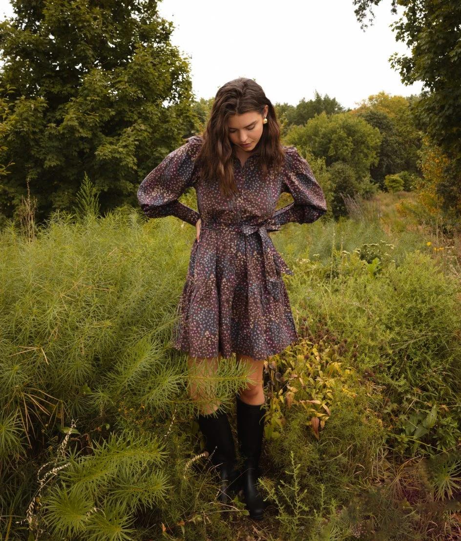 The Countryside Poplin Tiered Shirtdress - Floral Prairie in Chocolate The Countryside Poplin Tiered Shirtdress - Floral Prairie In Chocolate -Summersalt Shop Countryside Poplin Tiered Shirtdress Floral Prairie in Chocolate 5