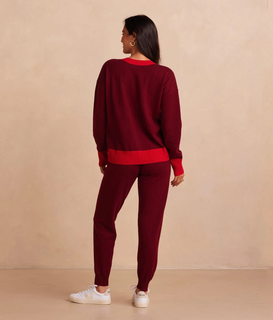 The Coziest Cashmere Blend Jogger - Pinot & Lava The Coziest Cashmere Blend Jogger - Pinot & Lava -Summersalt Shop CoziestCashmereBlendJogger Pinot Lava Back Full