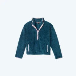 The Cozy High Pile Eco Fleece Half-Zip - Venetian & Pink Sky 5 The Cozy High Pile Eco Fleece Half-Zip - Venetian & Pink Sky -Summersalt Shop CozyFleeceZipUp Venetian
