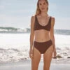 The LuxeCrinkle Tide Bikini Top - Mocha -Summersalt Shop Crepe Tide Bikini Top Mocha 2