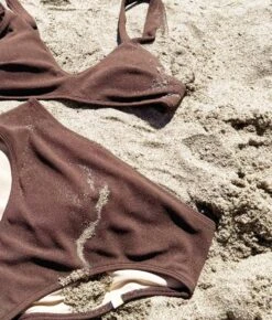 The LuxeCrinkle Tide Bikini Top - Mocha -Summersalt Shop Crepe Tide Bikini Top Mocha 3