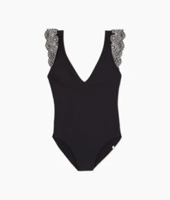 The Eyelet Ruffle Backflip - Sea Urchin -Summersalt Shop Eyelet Ruffle Backflip Sea Urchin Avorio Stitching FLAT