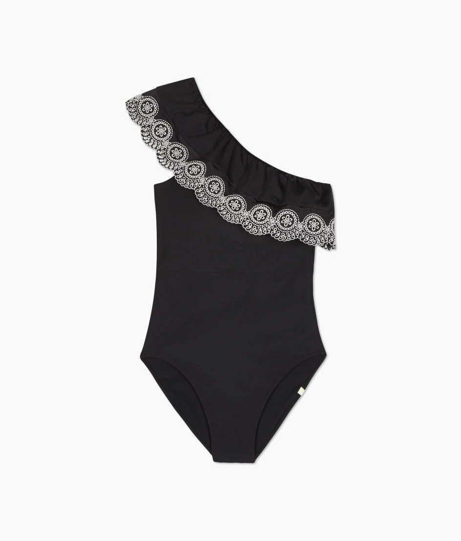 The Eyelet Ruffle Sidestroke - Sea Urchin The Eyelet Ruffle Sidestroke - Sea Urchin -Summersalt Shop Eyelet Ruffle Sidestroke Sea Urchin Avorio Stitching FLAT