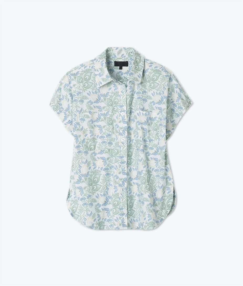 The Poolside Poplin Button-Down Shirt - Secret Garden in Powder Blue & Sage The Poolside Poplin Button-Down Shirt - Secret Garden In Powder Blue & Sage -Summersalt Shop FlatLay1 176c2ad6 c94f 4e00 8f0a 530fc3384bd6