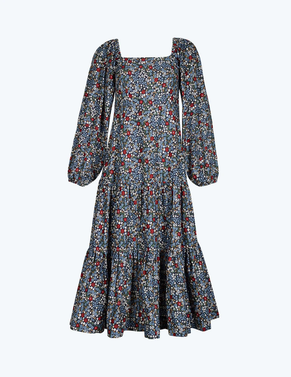 The Tiered Puff Sleeve Dress - Outbloom in Midnight The Tiered Puff Sleeve Dress - Outbloom In Midnight -Summersalt Shop FlatLay2 2cb123ae 61a6 4ce8 814a 612539dfb84f