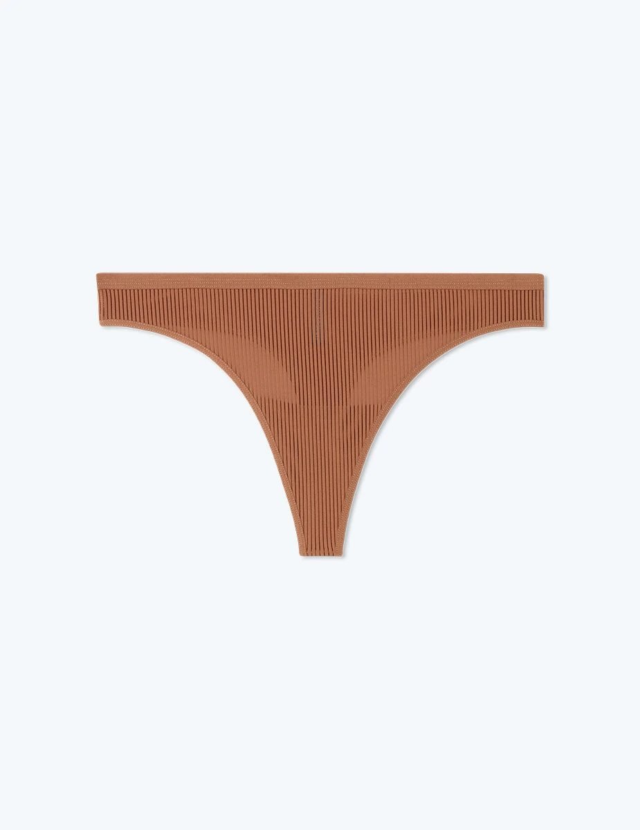 The Feel Free Thong Underwear - Praline The Feel Free Thong Underwear - Praline -Summersalt Shop FlatLay 12