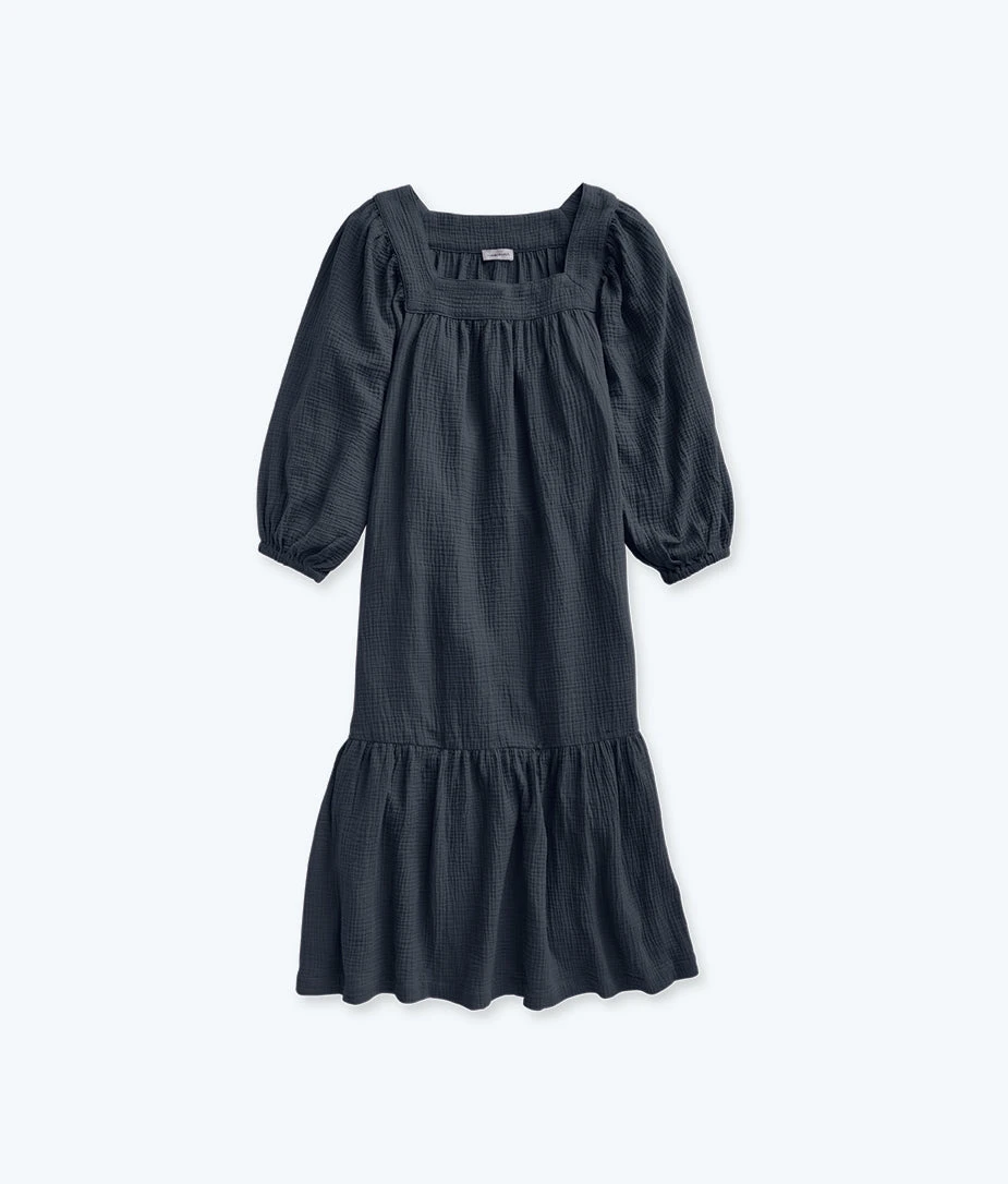 The Going Places Gauze Midi Dress - Midnight The Going Places Gauze Midi Dress - Midnight -Summersalt Shop FlatLay 281e6b46 527a 4f93 ab79 290407123ba5