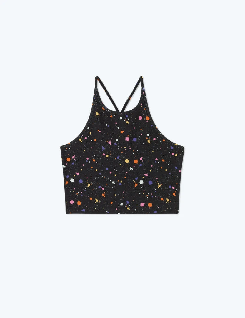 The High Neck Midi Sports Bra Tank - Paint Splatter in Sea Urchin The High Neck Midi Sports Bra Tank - Paint Splatter In Sea Urchin -Summersalt Shop FlatLay 2 343fe6cc b84e 41e5 bab3 e0d886c2553a
