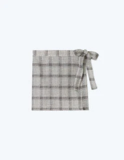 The Wrap Cover-Up Skirt - Modern Plaid In White Sand