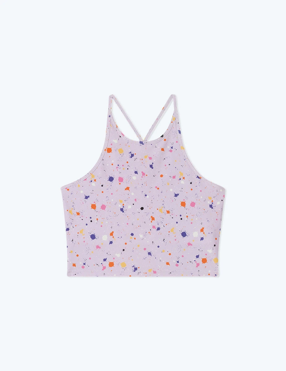 The High Neck Midi Sports Bra Tank - Paint Splatter in Lilac The High Neck Midi Sports Bra Tank - Paint Splatter In Lilac -Summersalt Shop FlatLay 70df965e c7a5 4c85 8333 8faa8c0ac0c0