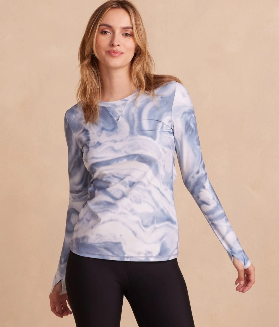 The Long Sleeve Pullover - Slate Marble The Long Sleeve Pullover - Slate Marble -Summersalt Shop Front Crop TheLongSleevePullover SlateMarble
