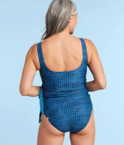 The High Leg High Rise Bottom - Gingham In Deep Sea 5 The High Leg High Rise Bottom - Gingham In Deep Sea -Summersalt Shop HighLegHighRiseBottomMixedGinghaminDeepSeaBack1