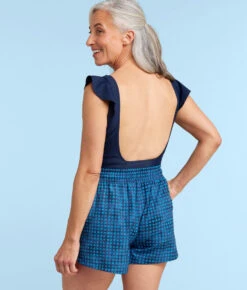 The High Tide Swim Shorts - Gingham In Deep Sea -Summersalt Shop HighTideSwimShortsMixedGinghaminDeepSeaBack2 1