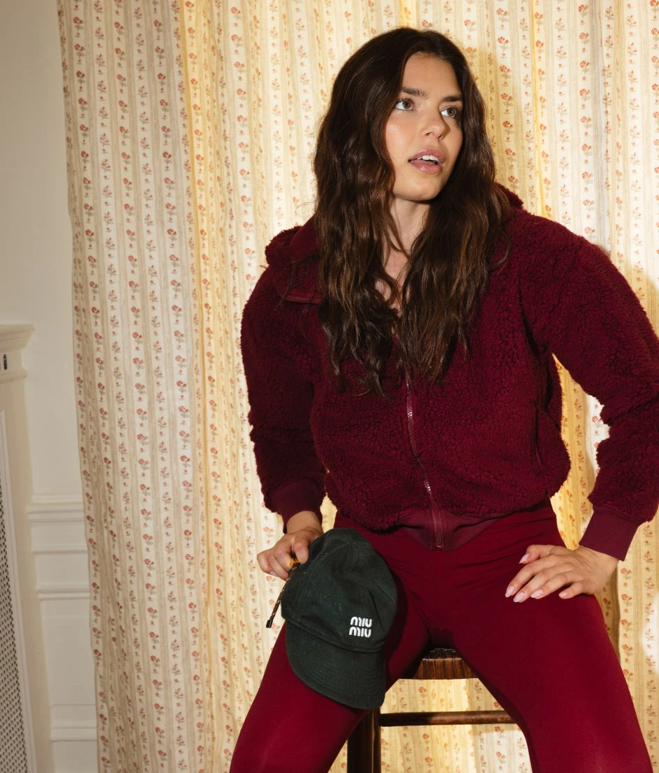 The High Pile Eco Short Fleece Jacket - Pinot The High Pile Eco Short Fleece Jacket - Pinot -Summersalt Shop High Pile Eco Short Fleece Jacket Pinot 3