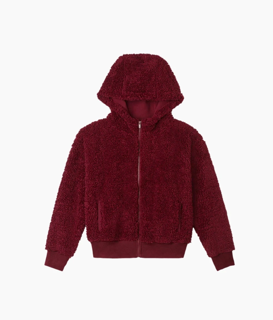 The High Pile Eco Short Fleece Jacket - Pinot The High Pile Eco Short Fleece Jacket - Pinot -Summersalt Shop High Pile Eco Short Fleece Jacket Pinot 5