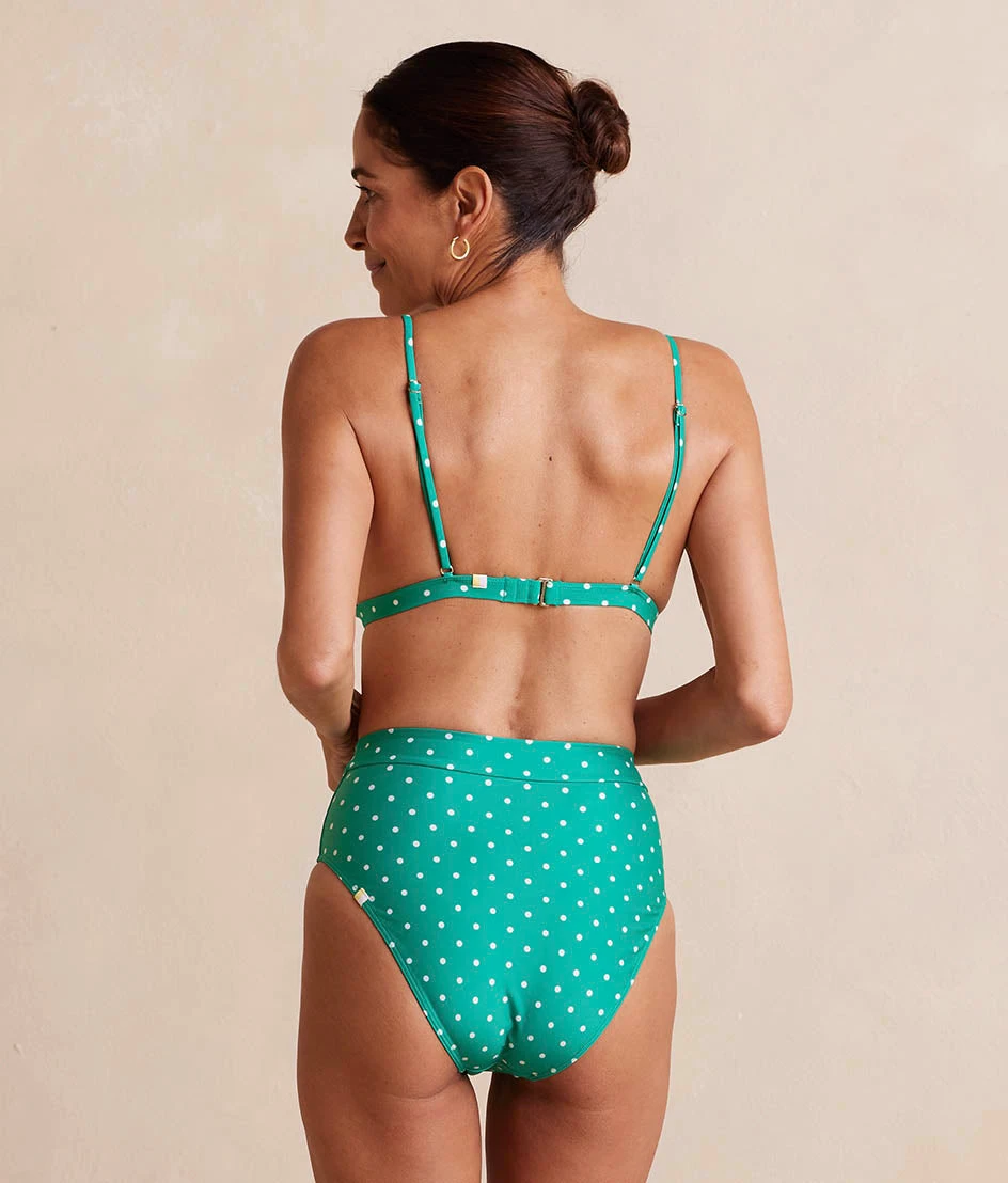The Lace-Up High Leg High Rise Bikini Bottom - Seaglass Dot The Lace-Up High Leg High Rise Bikini Bottom - Seaglass Dot -Summersalt Shop Lace UpHighLegHighRiseBottom SeaglassDot Back