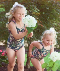 The Girls' Ruffle One Piece - Hyacinth In Sunburst & Teal -Summersalt Shop Little girls Hyacinth in Sunburst Teal 6